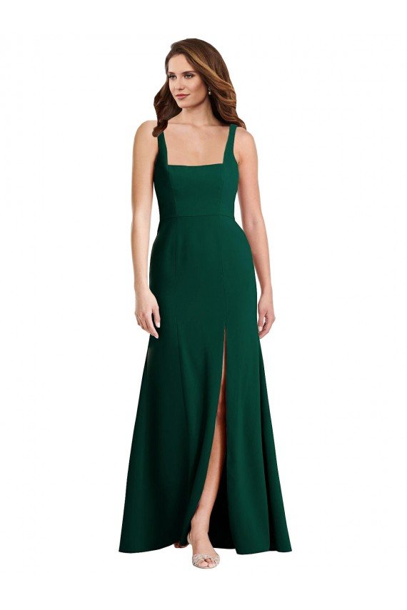 Cheap Square Neck Trumpet Maxi Bridesmaid Dress / Prom Dress with Front Slit Sydney