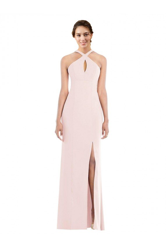 Cheap Criss Cross Halter Princess Line Trumpet Formal Crepe Bridesmaid Dress / Prom Dress Sydney