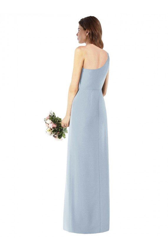 Cheap One Shoulder Crepe Trumpet Bridesmaid Dress / Prom Dress with Front Slit Sydney