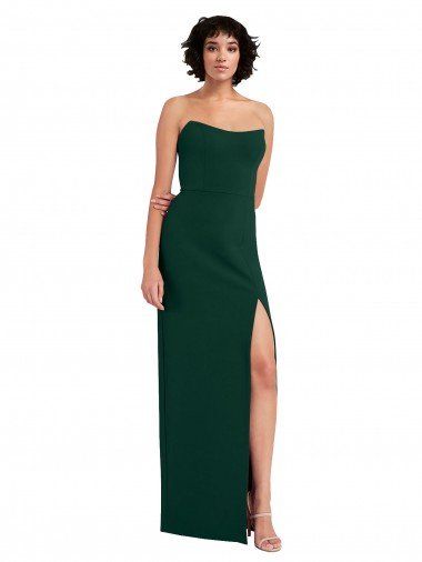 Cheap Scooped Strapless Neckline Formal Crepe Bridesmaid Dress / Prom Dress with Side Slit Sydney