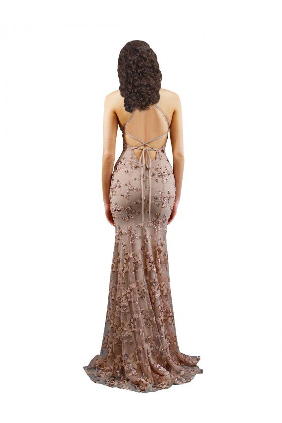 Cheap Floral Patterned Backless V-Neckline Sequin Formal Bridesmaid Dress / Prom Dress Sydney