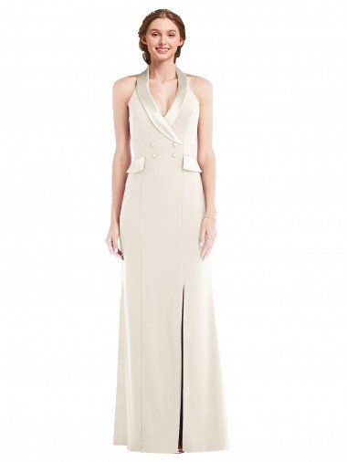 Cheap Halter Tuxedo Maxi Bridesmaid Dress / Prom Dress with Front Slit Sydney