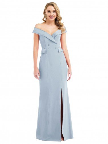 Cheap Off the Shoulder Tuxedo Maxi Bridesmaid Dress / Prom Dress with Front Slit Sydney