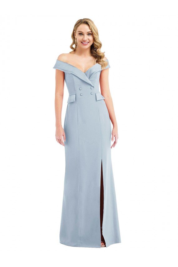 Cheap Off the Shoulder Tuxedo Maxi Bridesmaid Dress / Prom Dress with Front Slit Sydney