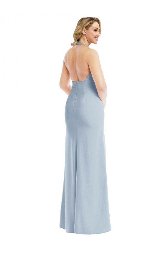 Cheap Plunge Neck Halter Backless Trumpet Bridesmaid Dress / Prom Dress with Front Slit Sydney