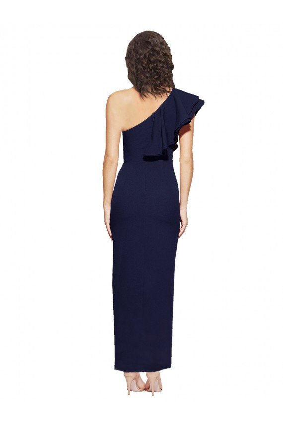 Cheap Ruched Floor Length Long Formal Crepe Bridesmaid Dress / Prom Dress with Shoulder Ruffles Sydney