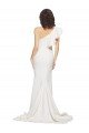 Cheap Ruched Long Sweep Train Crepe Bridesmaid Dress / Prom Dress with Shoulder Ruffles Sydney
