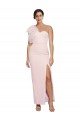 Cheap One Shoulder Tulle Overlay Sweetheart Neckline Long Formal Crepe Bridesmaid Drss with Thigh Split Sydney