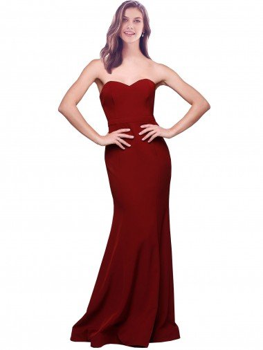 Cheap Long Full Length Sweetheart Slim Formal Crepe Bridesmaid Dress / Prom Dress with Strapless Bodice Sydney