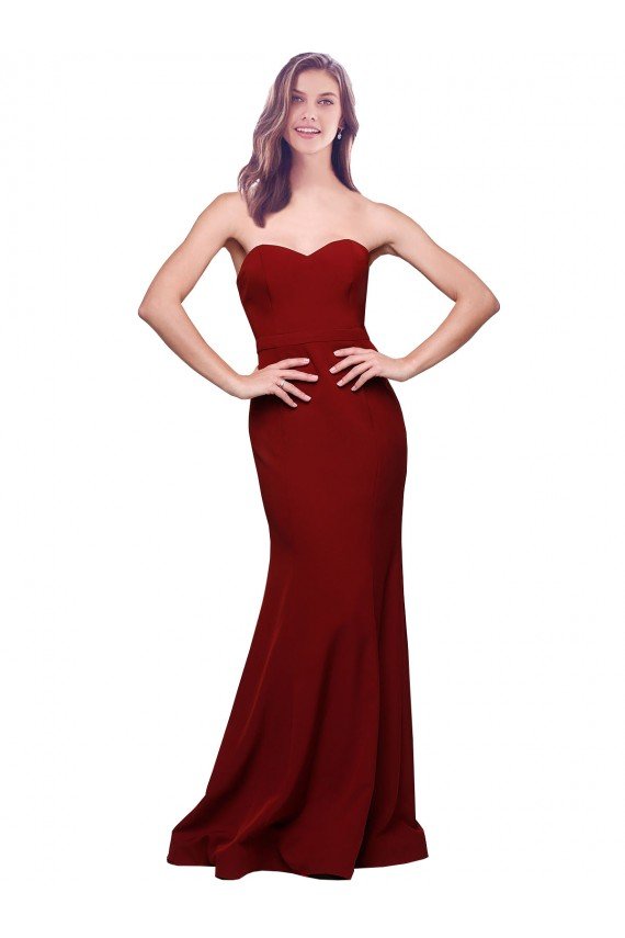 Cheap Long Full Length Sweetheart Slim Formal Crepe Bridesmaid Dress / Prom Dress with Strapless Bodice Sydney