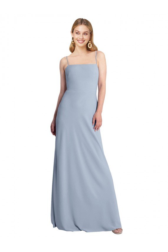Cheap Straight Neckline Crepe Slip Bridesmaid Dress / Prom Dress with Strappy Back Sydney