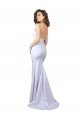 Cheap Simple Mermaid V-Neck Long Crepe Beach Wedding Dress with Right Slit Sydney