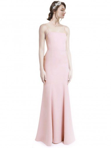 Cheap Square Neck Criss Cross Open Back Slim Crepe Bridesmaid Dress / Prom Dress with Spaghetti Straps Sydney