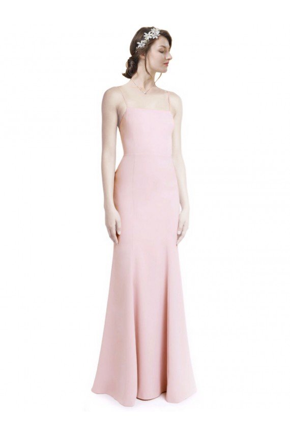 Cheap Square Neck Criss Cross Open Back Slim Crepe Bridesmaid Dress / Prom Dress with Spaghetti Straps Sydney