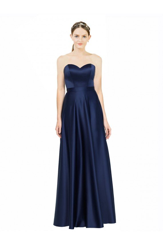 Cheap Floor Length Sweetheart Neckline Formal Stretch Satin Bridesmaid Dress with Belt Sydney