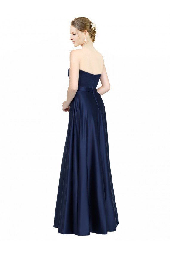 Cheap Floor Length Sweetheart Neckline Formal Stretch Satin Bridesmaid Dress with Belt Sydney