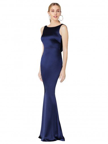 Cheap Sheath High Neck Formal Stretch Satin Bridesmaid Dress / Prom Dress Low Back Sydney