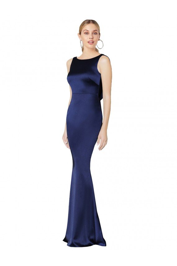 Cheap Sheath High Neck Formal Stretch Satin Bridesmaid Dress / Prom Dress Low Back Sydney