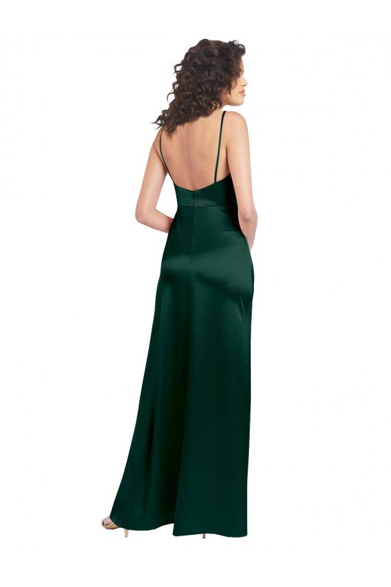 Cheap Long Slim Scoop Neck Formal Stretch Satin Bridesmaid Dress / Prom Dress with Open Back Sydney