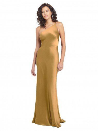 Cheap One Shoulder Long Floor Length Formal Stretch Satin Slip Bridesmaid Dress / Prom Dress Sydney