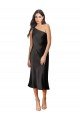 Cheap Sleek One Shoulder Midi Length Short Cocktail Formal Stretch Satin Slip Bridesmaid Dress / Prom Dress Sydney