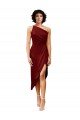 Cheap One Shoulder Cocktail Midi Length Short Formal Stretch Satin Wrap Style Bridesmaid Dress / Prom Dress Sydney