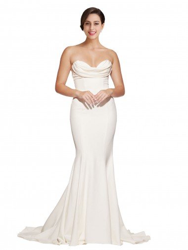 Cheap Strapless Cowl Neck Sweep Train Formal Stretch Satin Bridesmaid Dress / Prom Dress Sydney