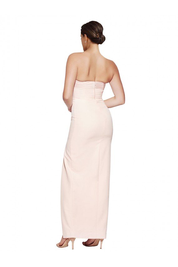 Cheap Cowl Neck Strapless Formal Stretch Satin Bridesmaid Dress / Prom Dress with High Split Sydney