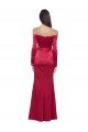 Cheap Long Sleeves Off the Shoulder Formal Stretch Satin Bridesmaid Dress / Prom Dress with High Side Split Sydney