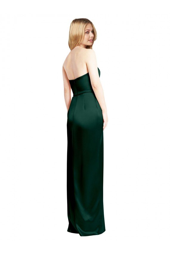 Cheap Scooped Strapless Neckline Stretech Satin Bridesmaid Dress / Prom Dress with Side Slit Sydney