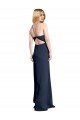 Cheap Halter Neckline Long Formal Stretch Satin Bridesmaid Dress / Prom Dress with Strappy Back and Side Slit Sydney
