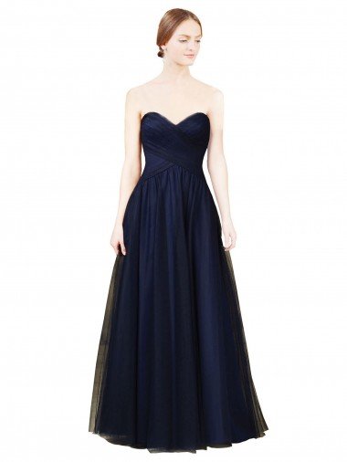 Cheap Draped Bodice Sweeheart Long Tulle Bridesmaid Dress Sydney