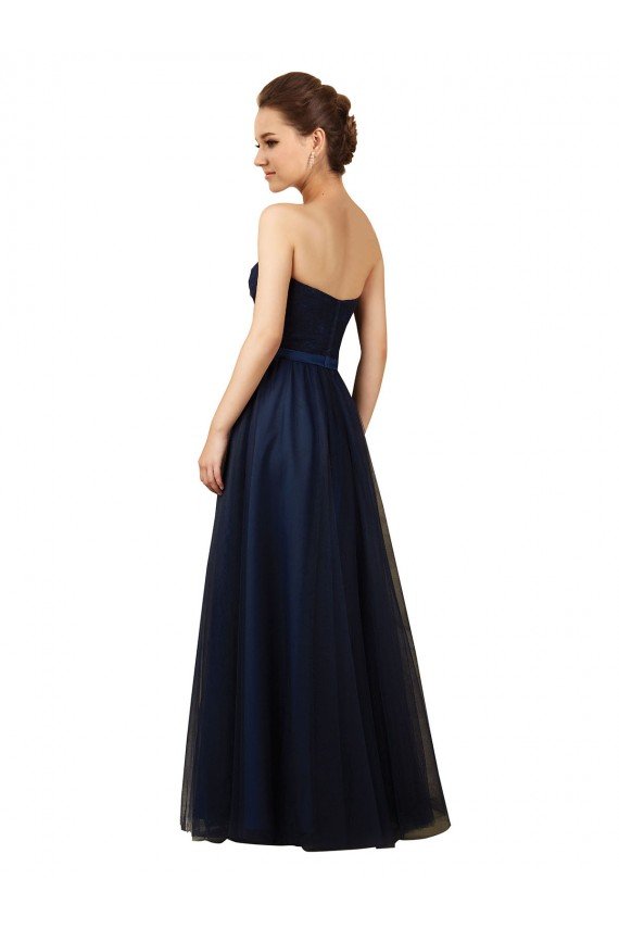 Cheap Elegant Lace and Tulle Long Strapless Bridesmaid Dress Sydney