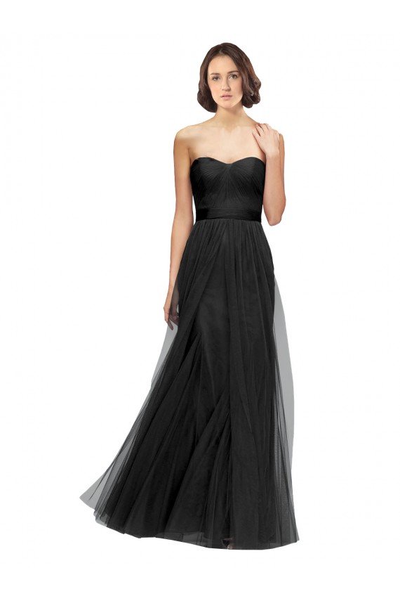 Cheap Long Tulle Bridesmaid Dress with Sweetheart Neckline and Belt Sydney