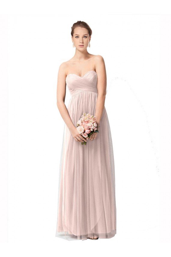 Cheap Long Sweetheart Tulle Bridesmaid Dress with Shirred Criss Cross Bodice Sydney
