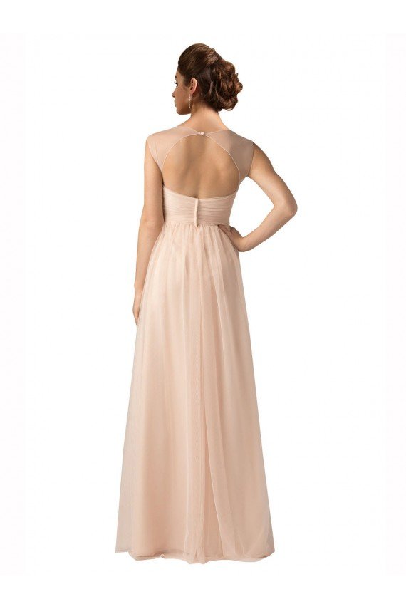 Cheap Illusion Sleeves Tulle Bridesmaid Dress with Shirred Bodice and Sweetheart Neckline Sydney