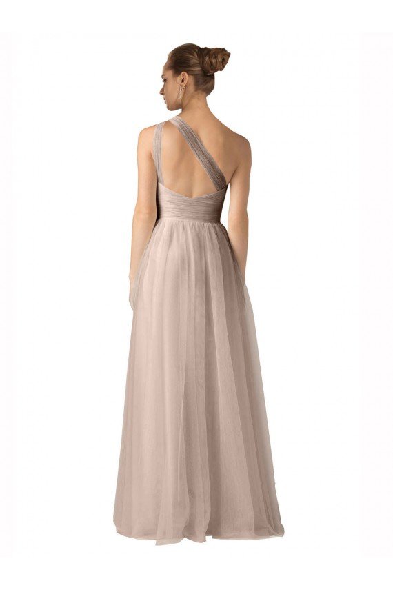 Cheap Illusion One Shoulder Tulle Bridesmaid Dress with Shirred Bodice Sydney