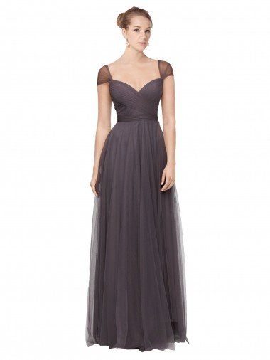 Cheap Sweetheart Neckline Long Tulle Bridesmaid Dress with Straps Sydney