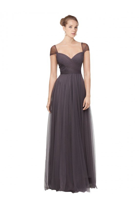 Cheap Sweetheart Neckline Long Tulle Bridesmaid Dress with Straps Sydney