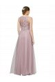 Cheap High Neck Long Tulle Bridesmaid Dress with Lace Bodice Sydney