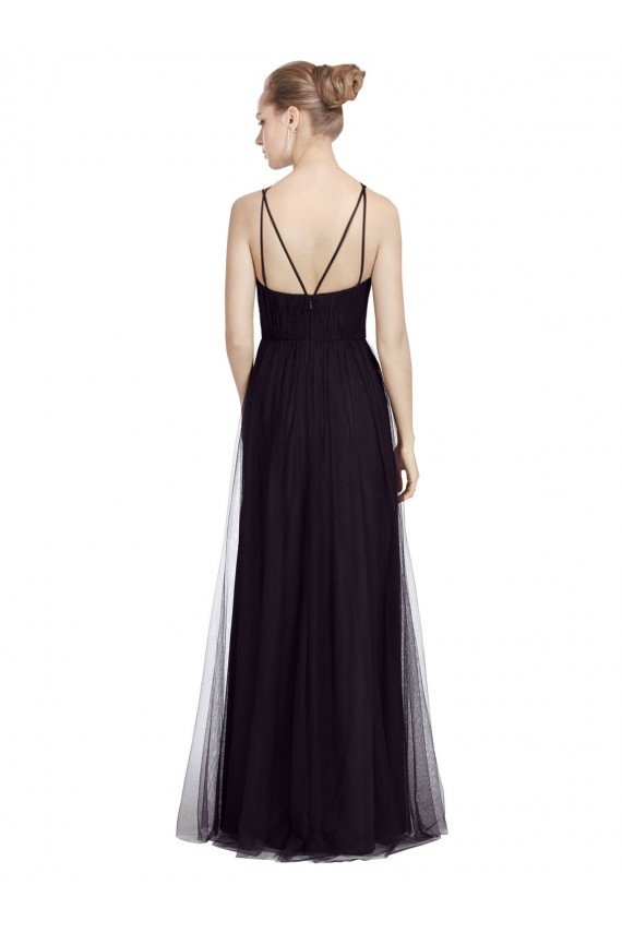 Cheap High Neck Long A-Line Tulle Bridesmaid Dress Sydney