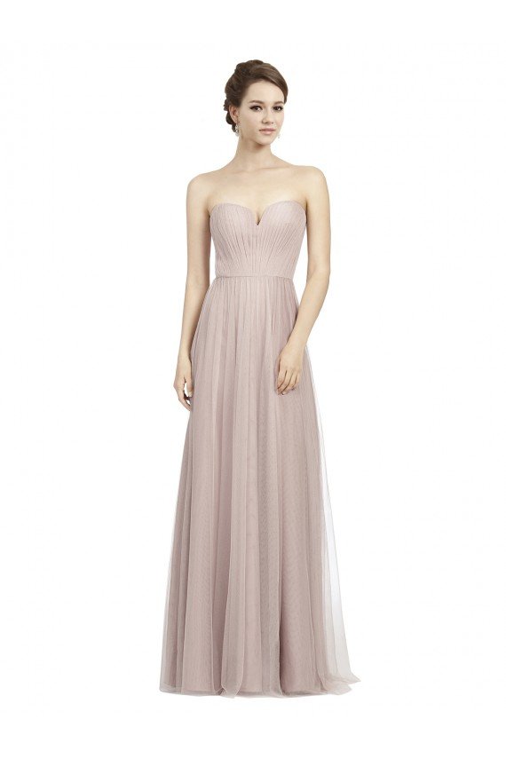 Cheap Long Strapless Tulle Bridesmaid Dress with Pleated Bodice Sydney