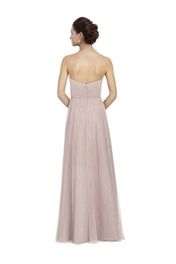 Cheap Long Strapless Tulle Bridesmaid Dress with Pleated Bodice Sydney