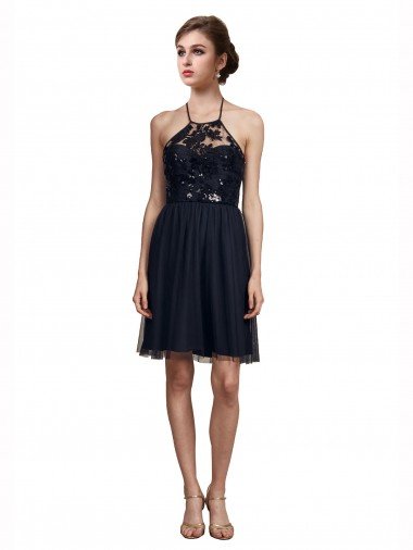 Cheap High Neck Illusion Bodice Bridesmaids Dress Sydney
