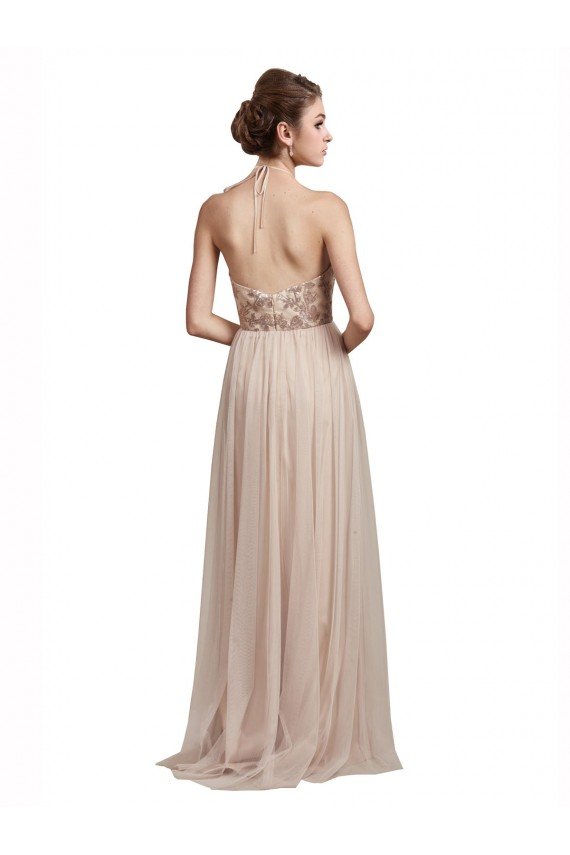 Cheap Sweetheart Tulle Bridesmaid Dress with High Neck Illusion Bodice Sydney