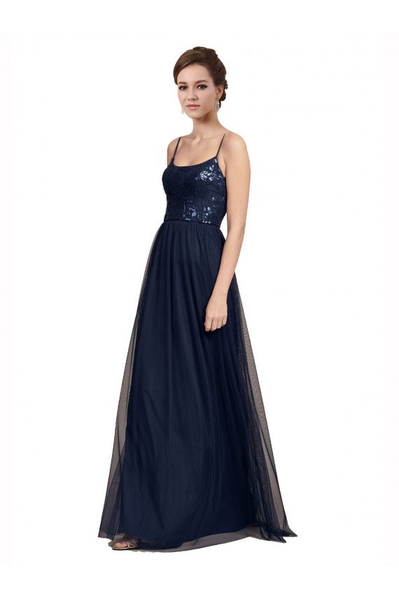 Cheap Spaghetti Strap Tulle Bridesmaids Dress with Ballerina Neckline Sydney