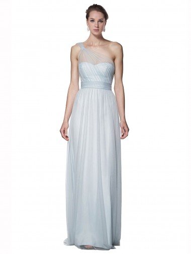 Cheap One Shoulder Illusion Tulle Bridesmaid Dress with Knot Detail Sydney