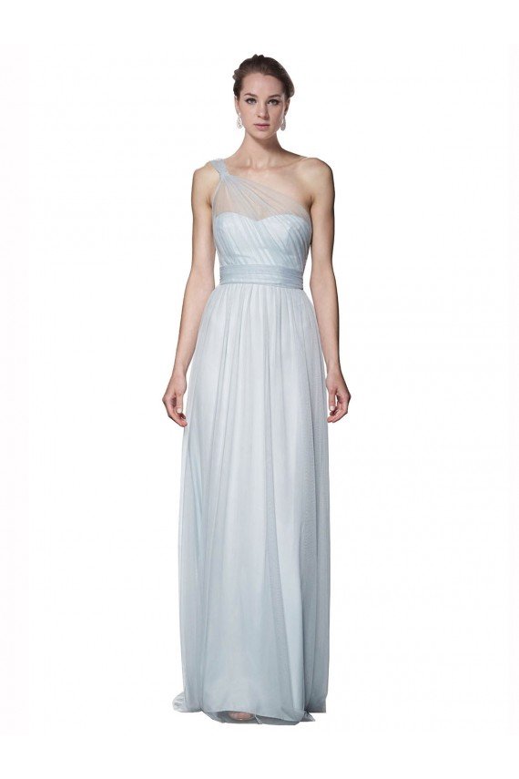 Cheap One Shoulder Illusion Tulle Bridesmaid Dress with Knot Detail Sydney