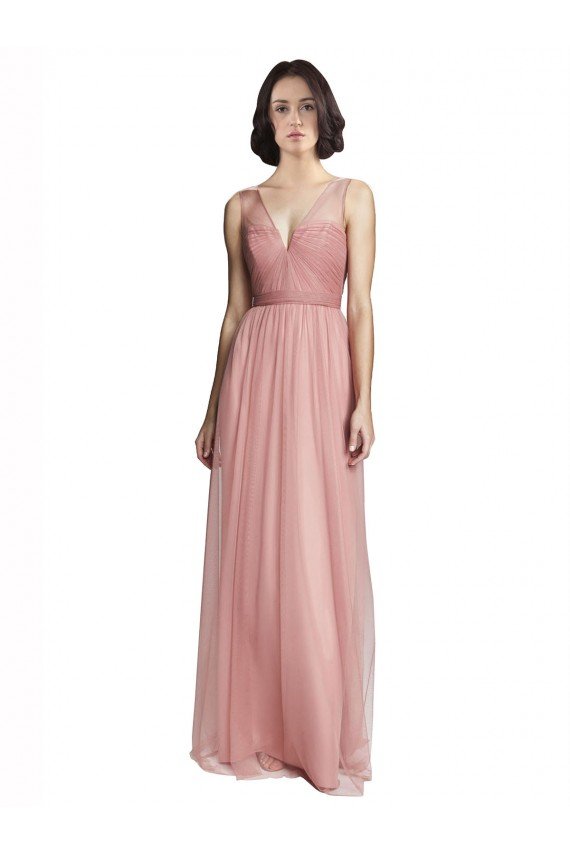 Cheap V-Neck Illusion Tulle Bridesmaids Dress Sydney