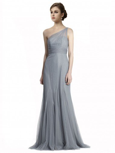 Cheap One Shoulder Tulle Fit and Flare Bridesmaid Dress Sydney